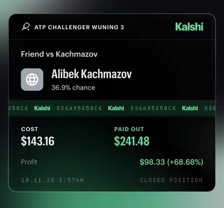 Kalshi slip: Kachmazov, ATP Challenger